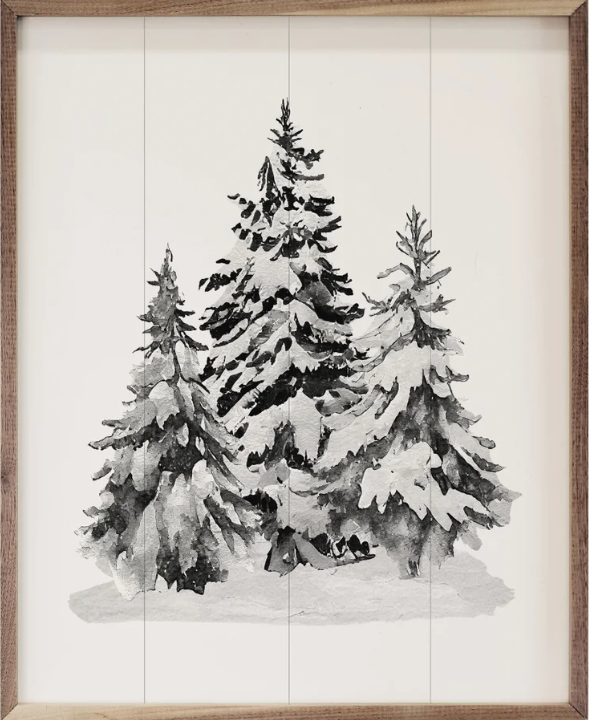 Grayscale Snowy Pines II image 1
