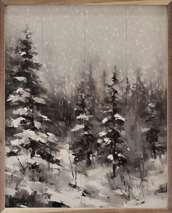 Snowy Pines BW image 0