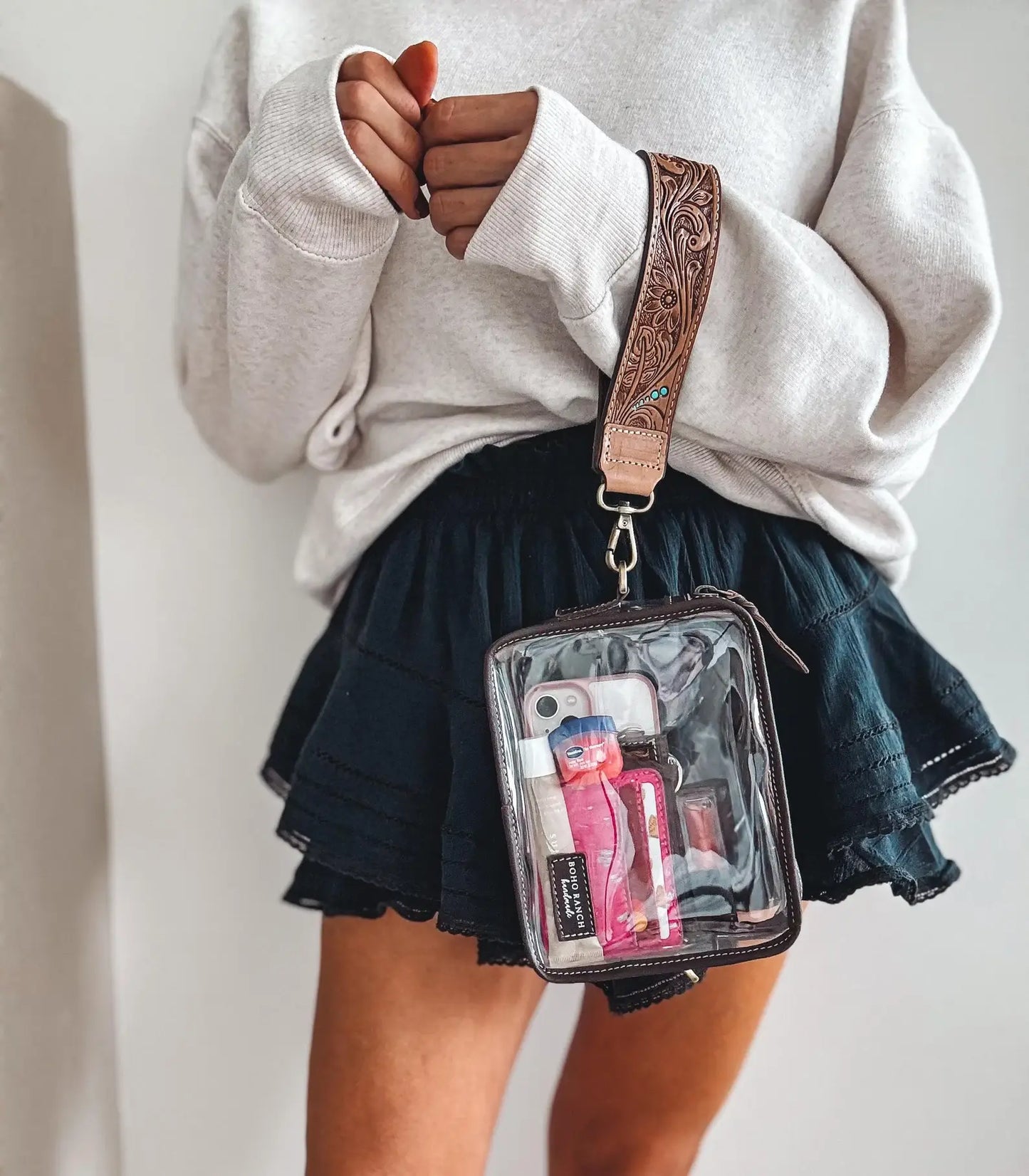 DARLA CLEAR WRISTLET | Transparent Western Purse