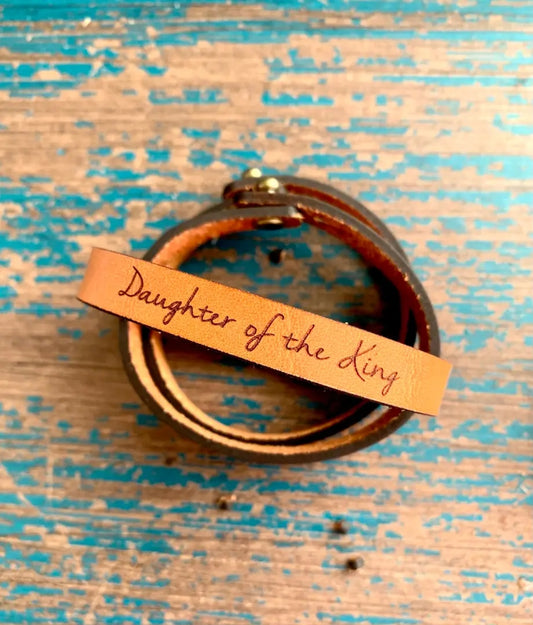Daughter of the King Thin Leather Bracelet image 0