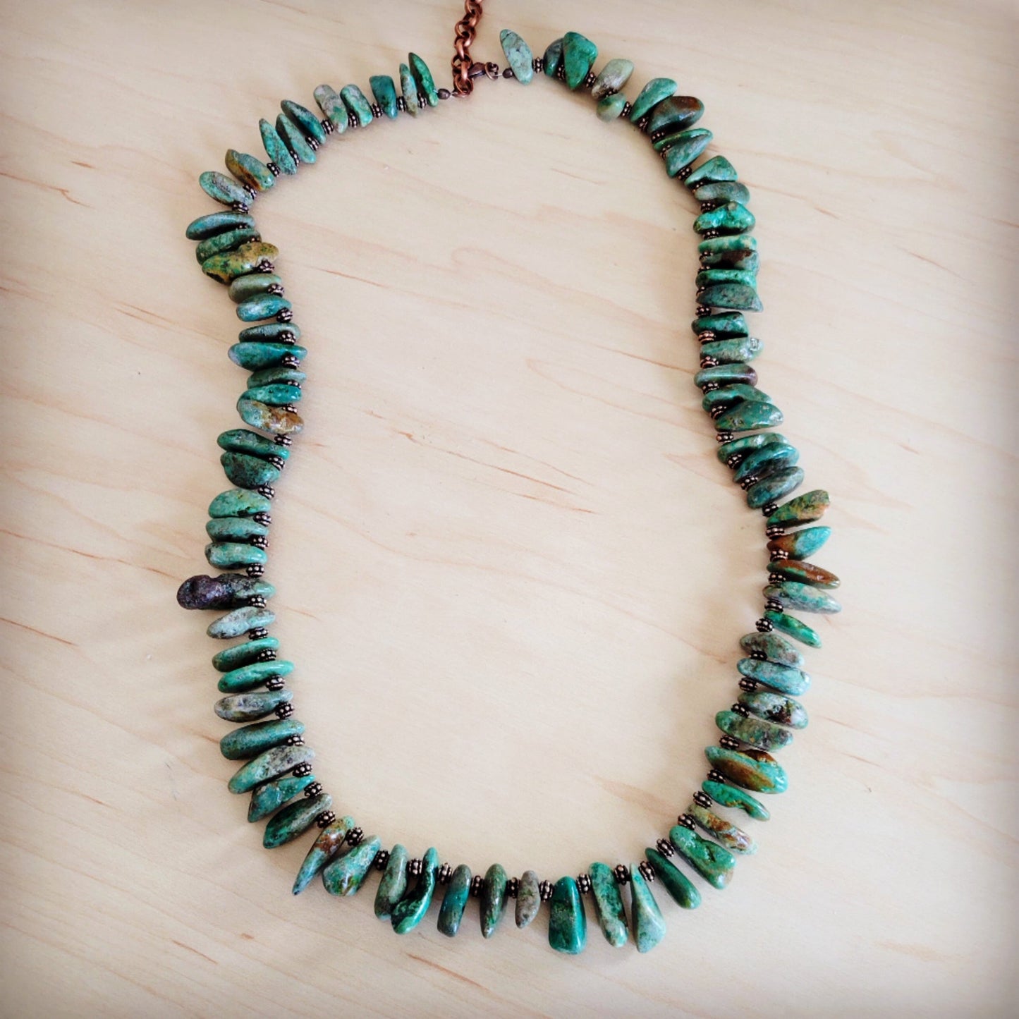 Natural Turquoise Stacked Stone Necklace Matinee Length 263f