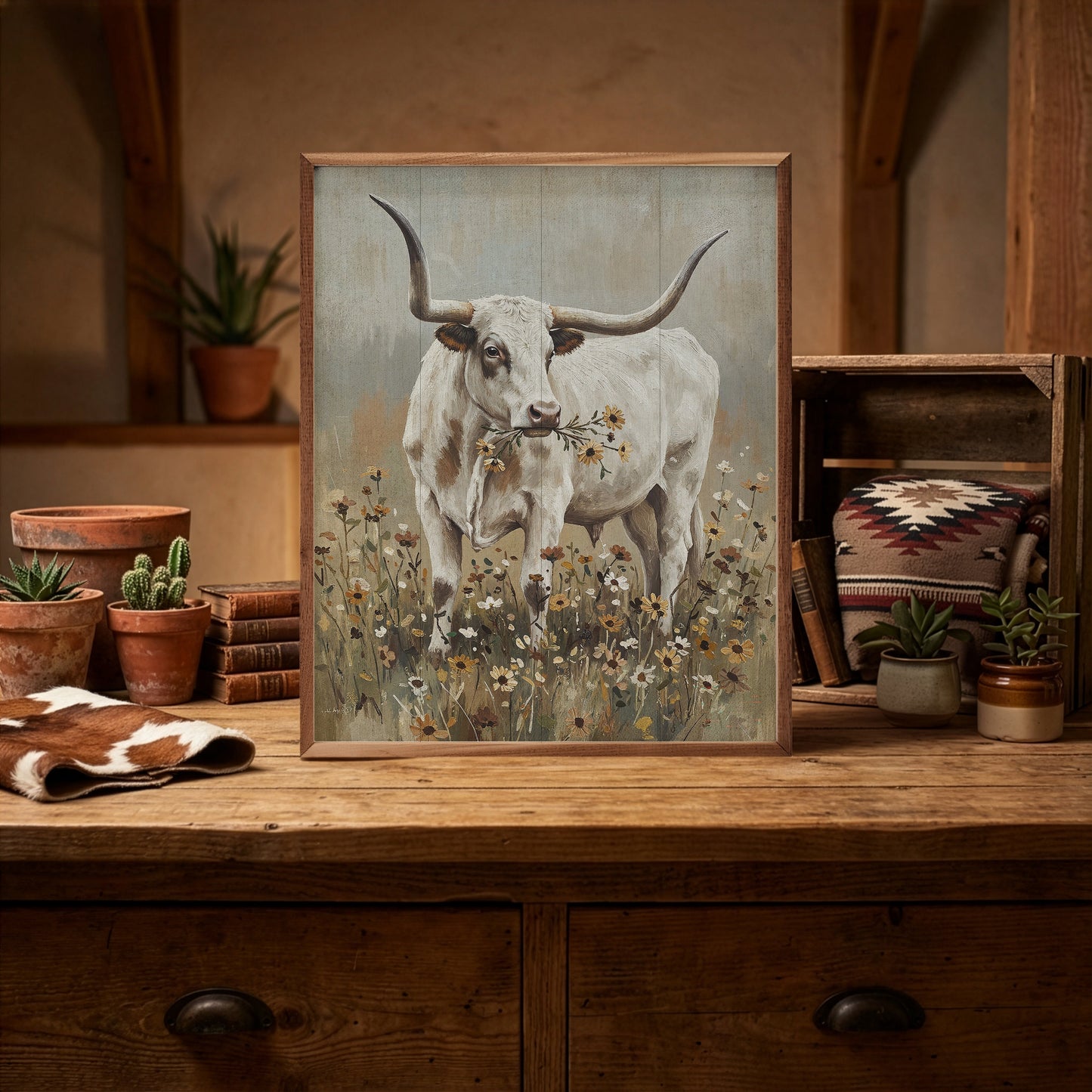 Longhorn Among Blooms