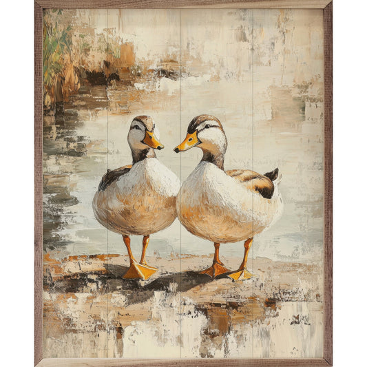 Brown Duck Couple By Petals Prints Design