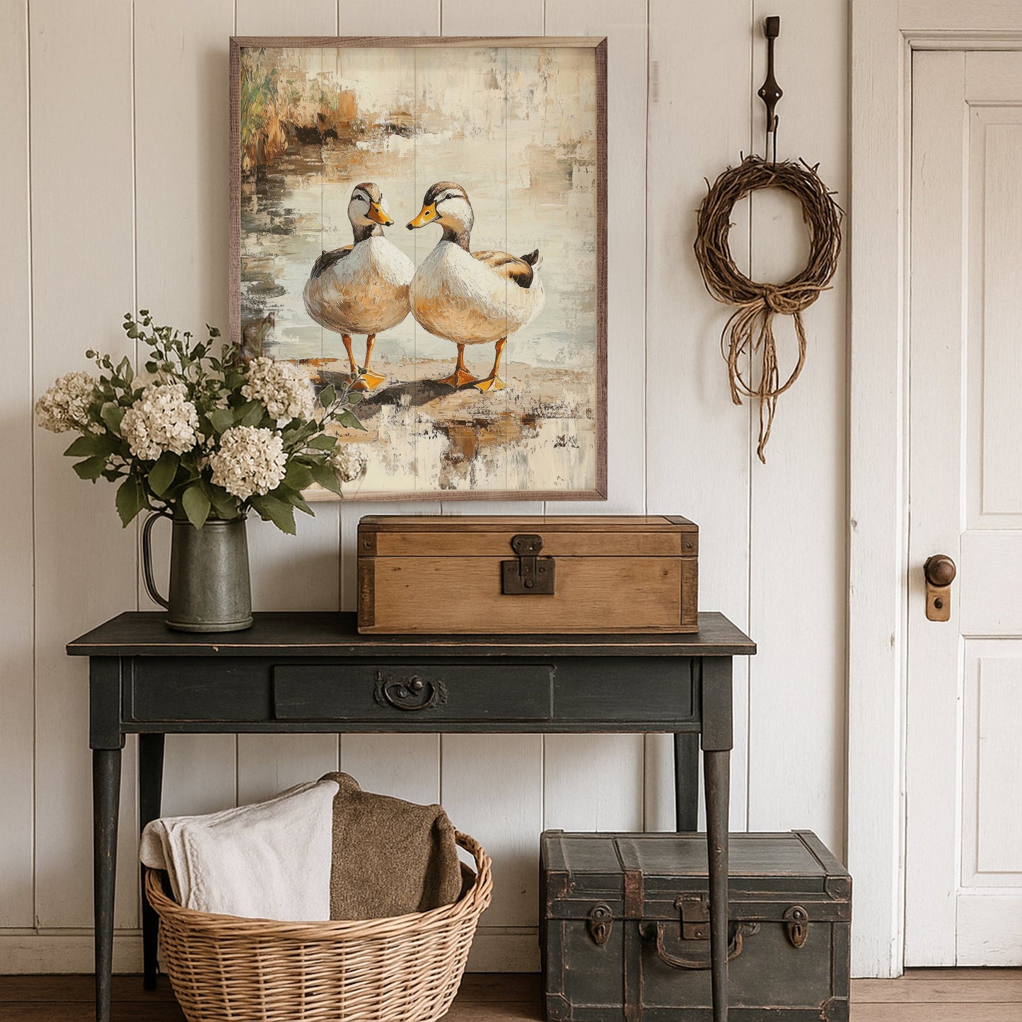 Brown Duck Couple By Petals Prints Design