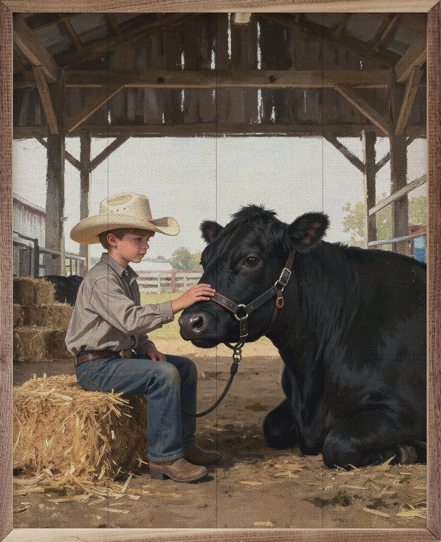 A Boy And His Beef Cow Laying