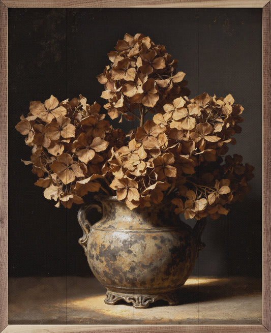 Dried Hydrangeas In Vase