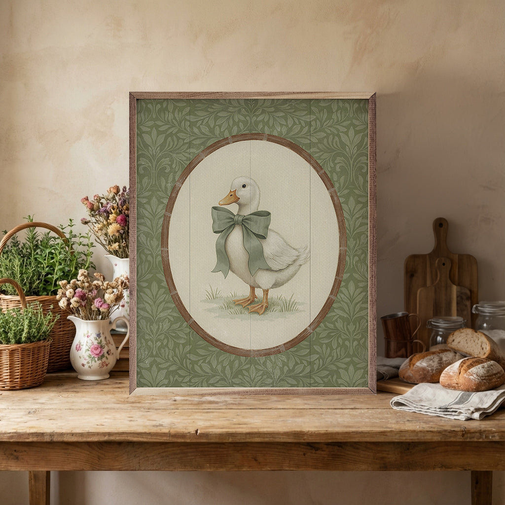 Green Framed Goose With Bow