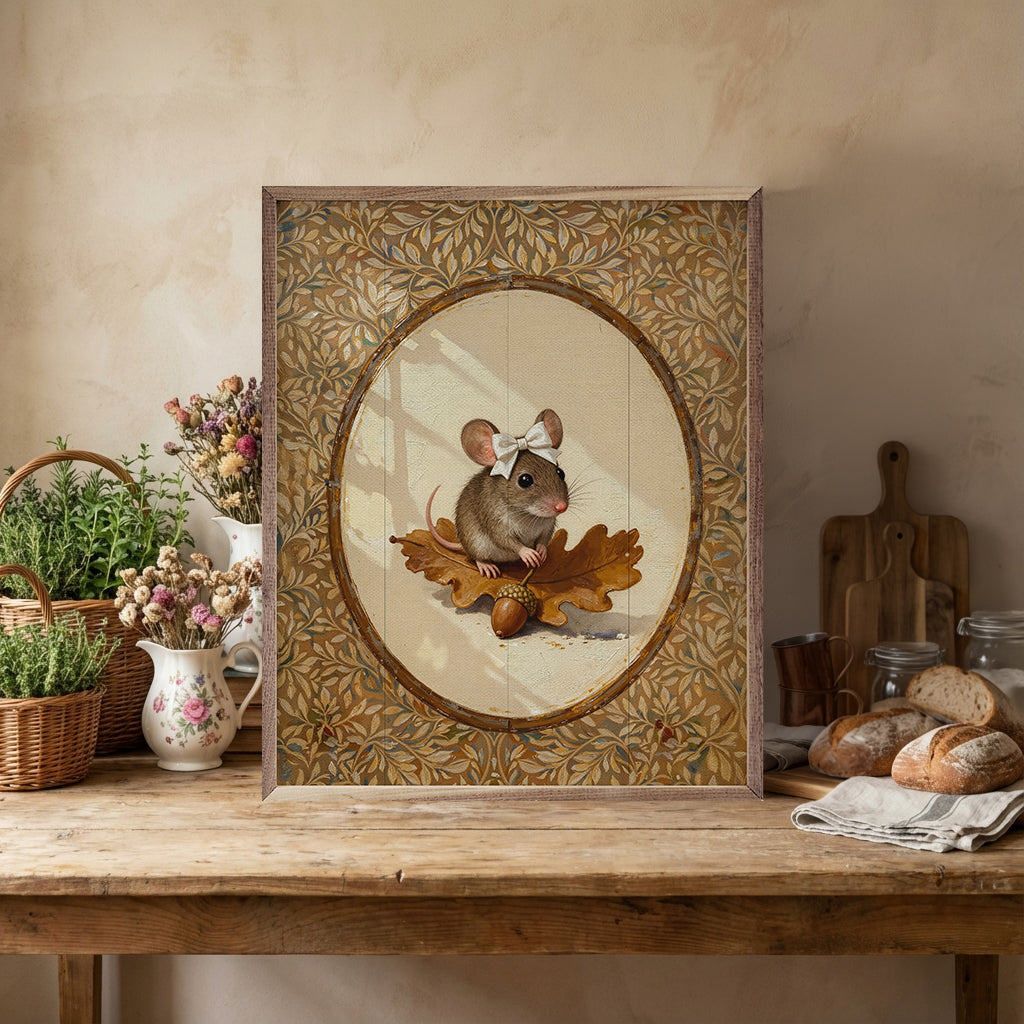 Mouse On Oak Leaf