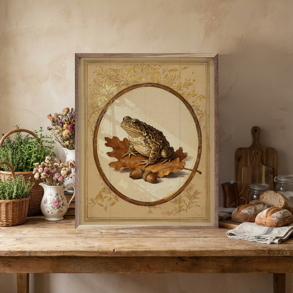Toad On Gold Leaf Looking Left