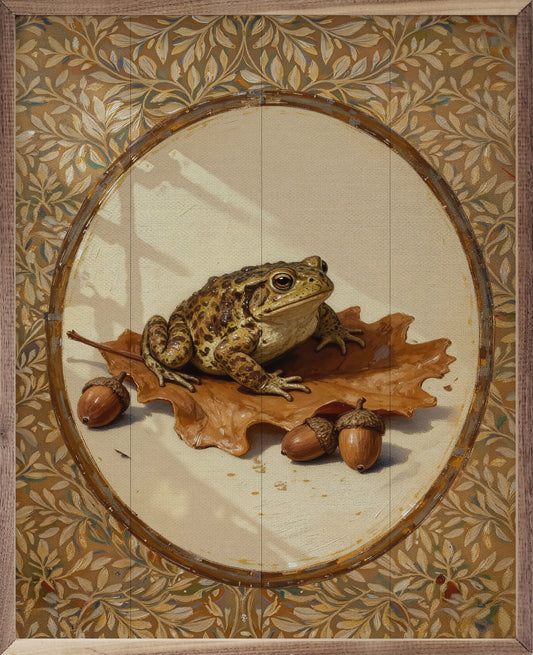 Toad On Oak Leaf Looking Right