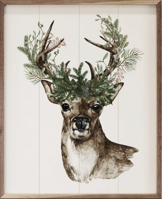 Watercolor Deer Pine Antlers image 0