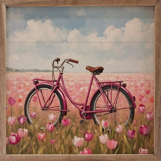Bike In Tulip Field Back image 0