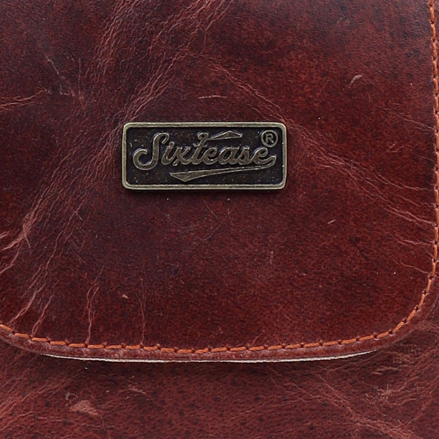 Genuine Leather Crossbody Bag - Cherry