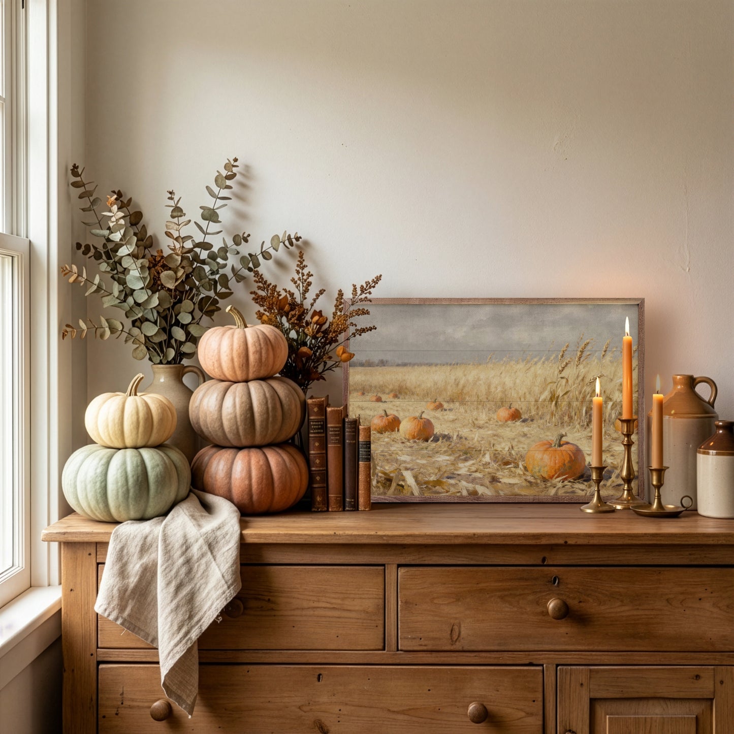 Pumpkin Patch In Field