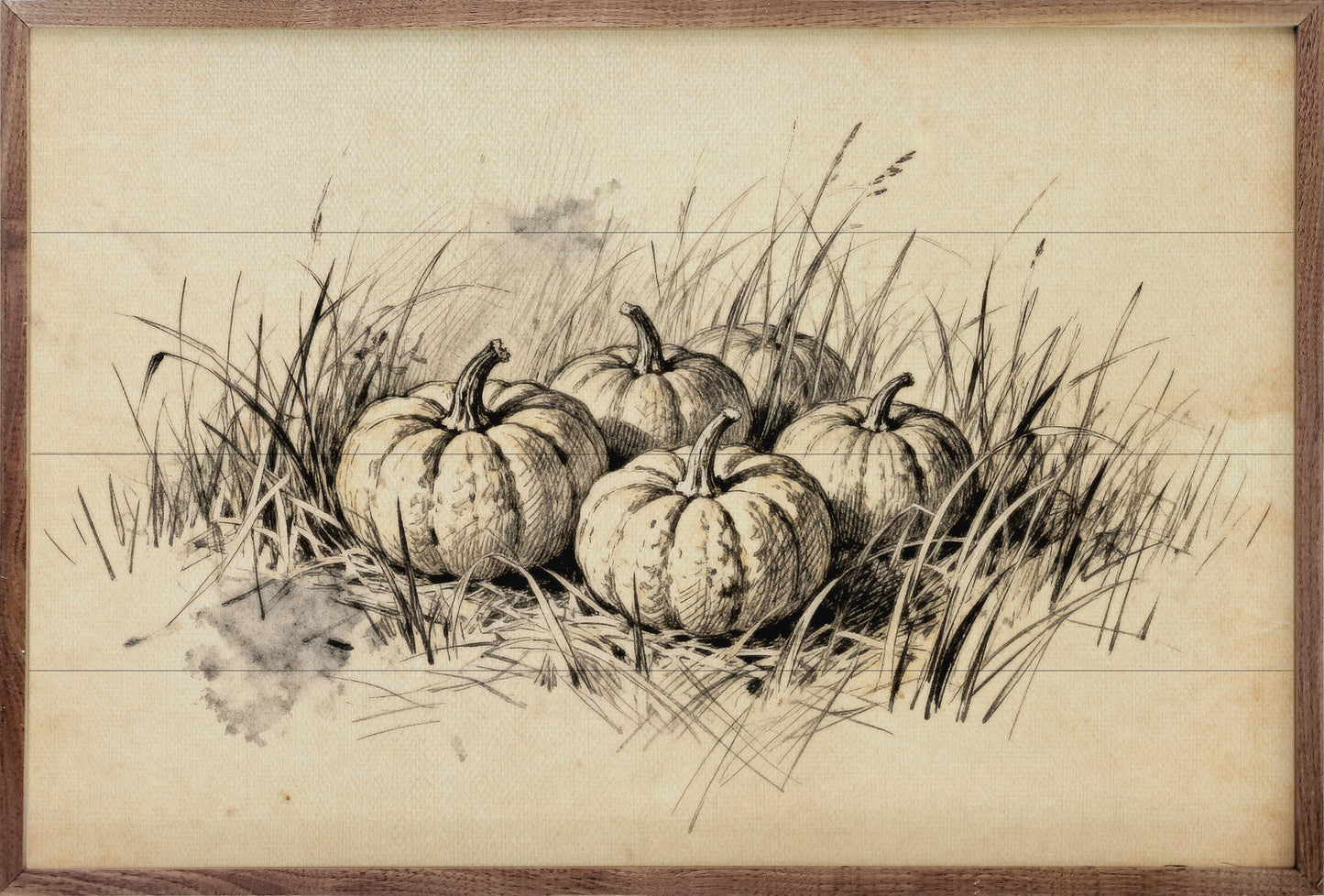 Pumpkins In Grass Simple