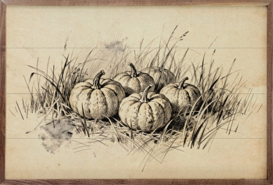 Pumpkins In Grass Simple