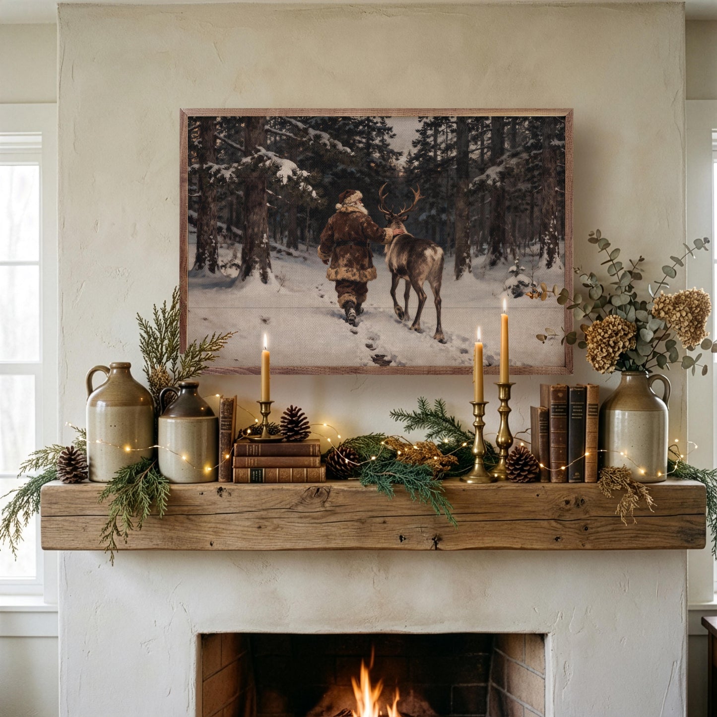 Santa And His Reindeer Walking
