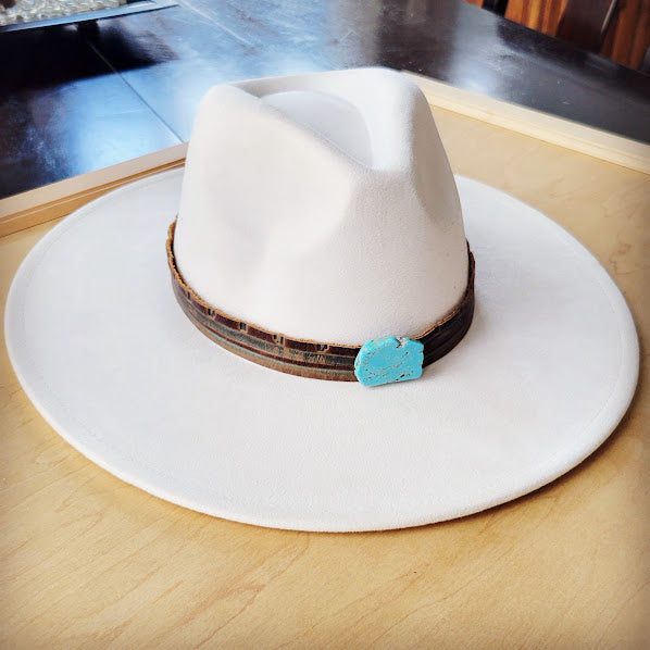 Navajo Embossed Leather Hat Band Only w/ Turquoise Slab 950e