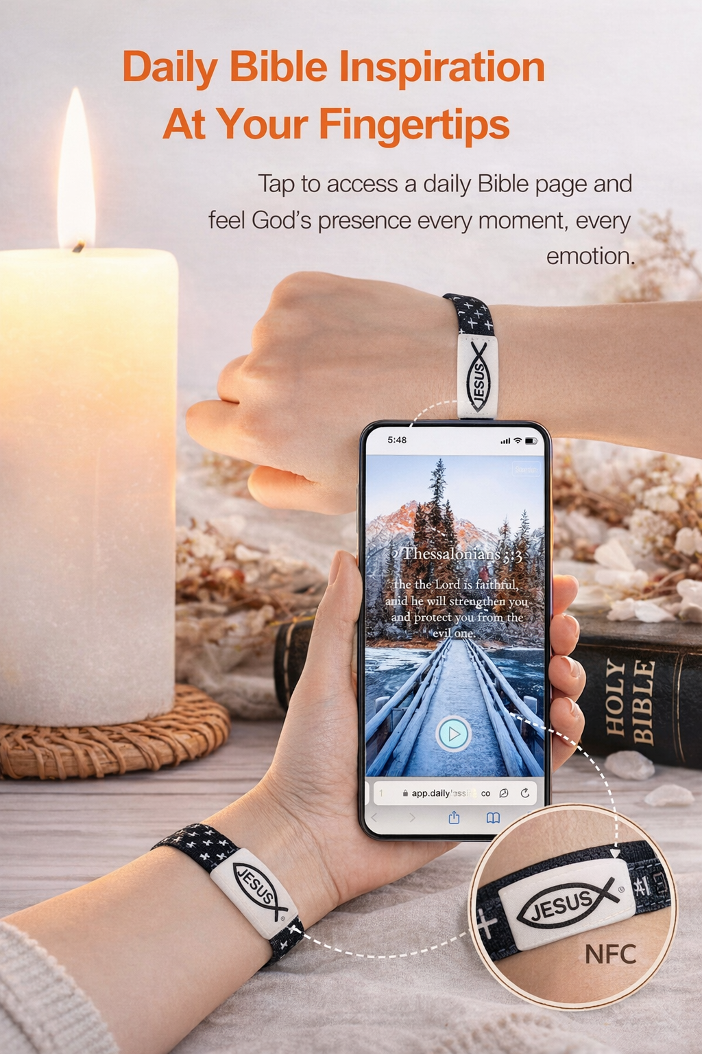 Daily Prayer Bracelet - Tap To Pray - Christian Scripture Bracelet - Christian Gift