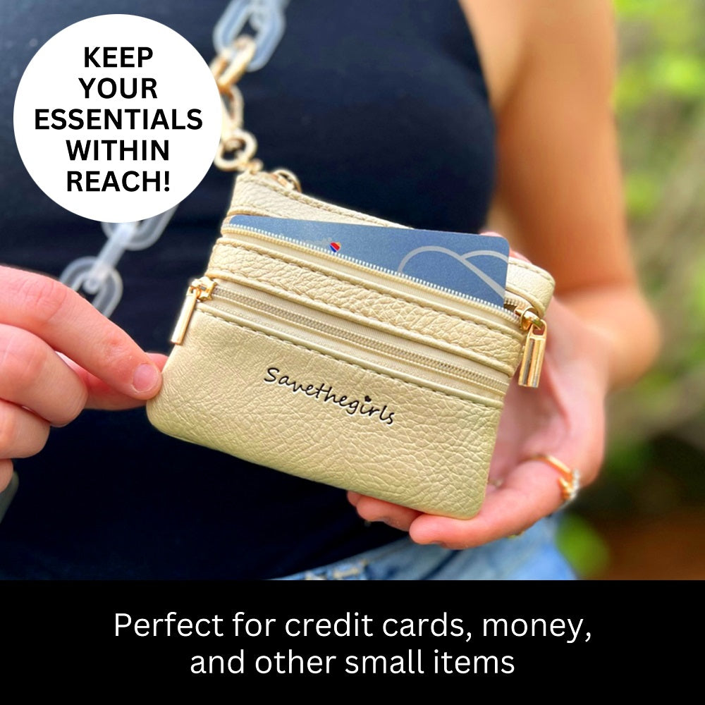 Zippered Pouch Gold w/Silver Hardware