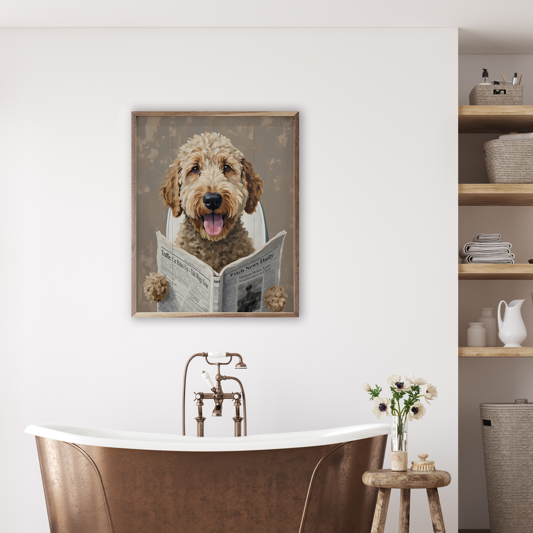 Bathroom Dog Reading The Paper image 1