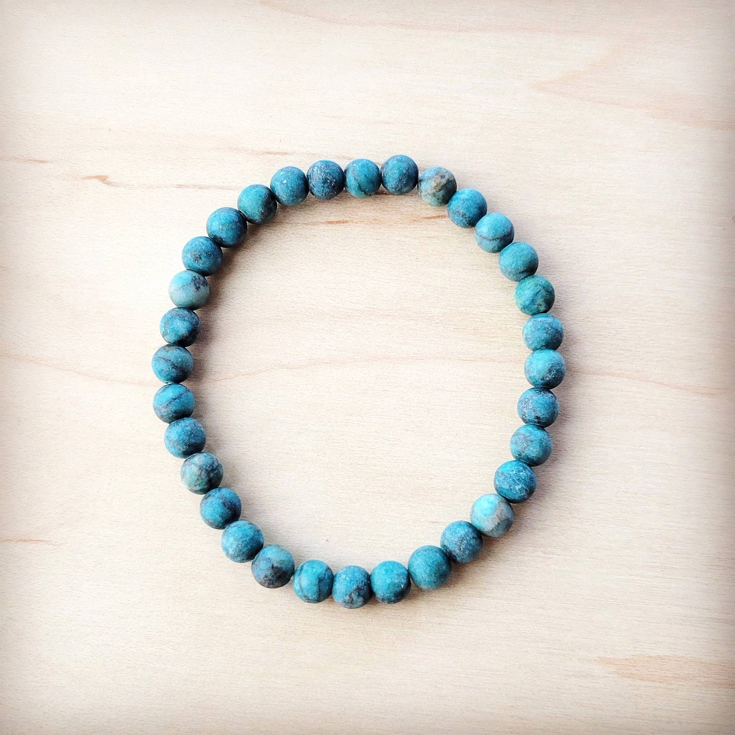 Natural American Turquoise Stretch Beaded Bracelet 811c