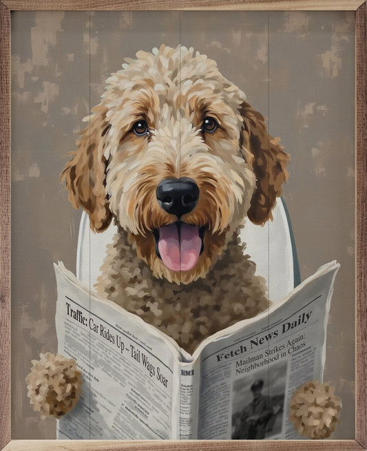 Bathroom Dog Reading The Paper image 0