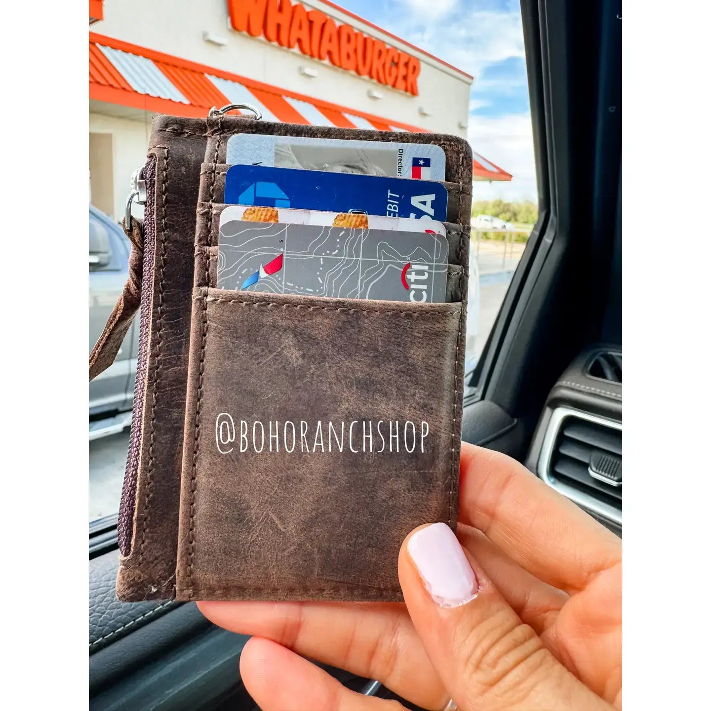 Dark Brown/Turquoise Longhorn Keychain Wallet