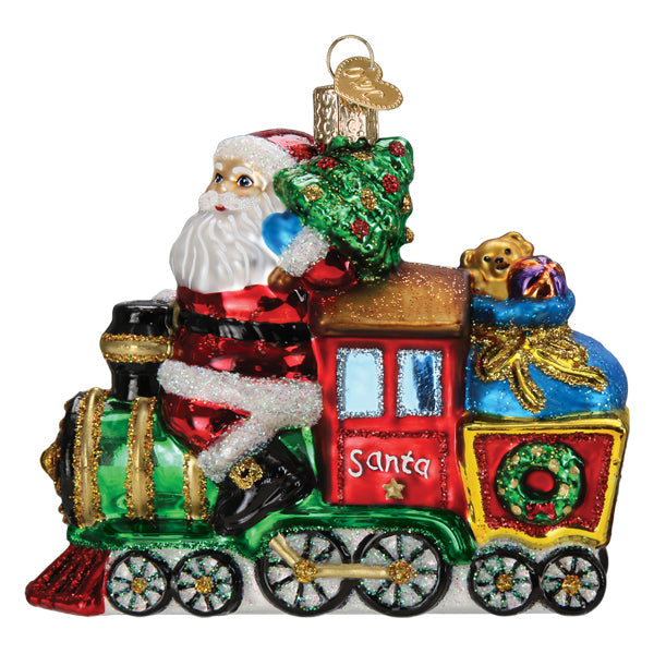 Santa On Locomotive Ornament