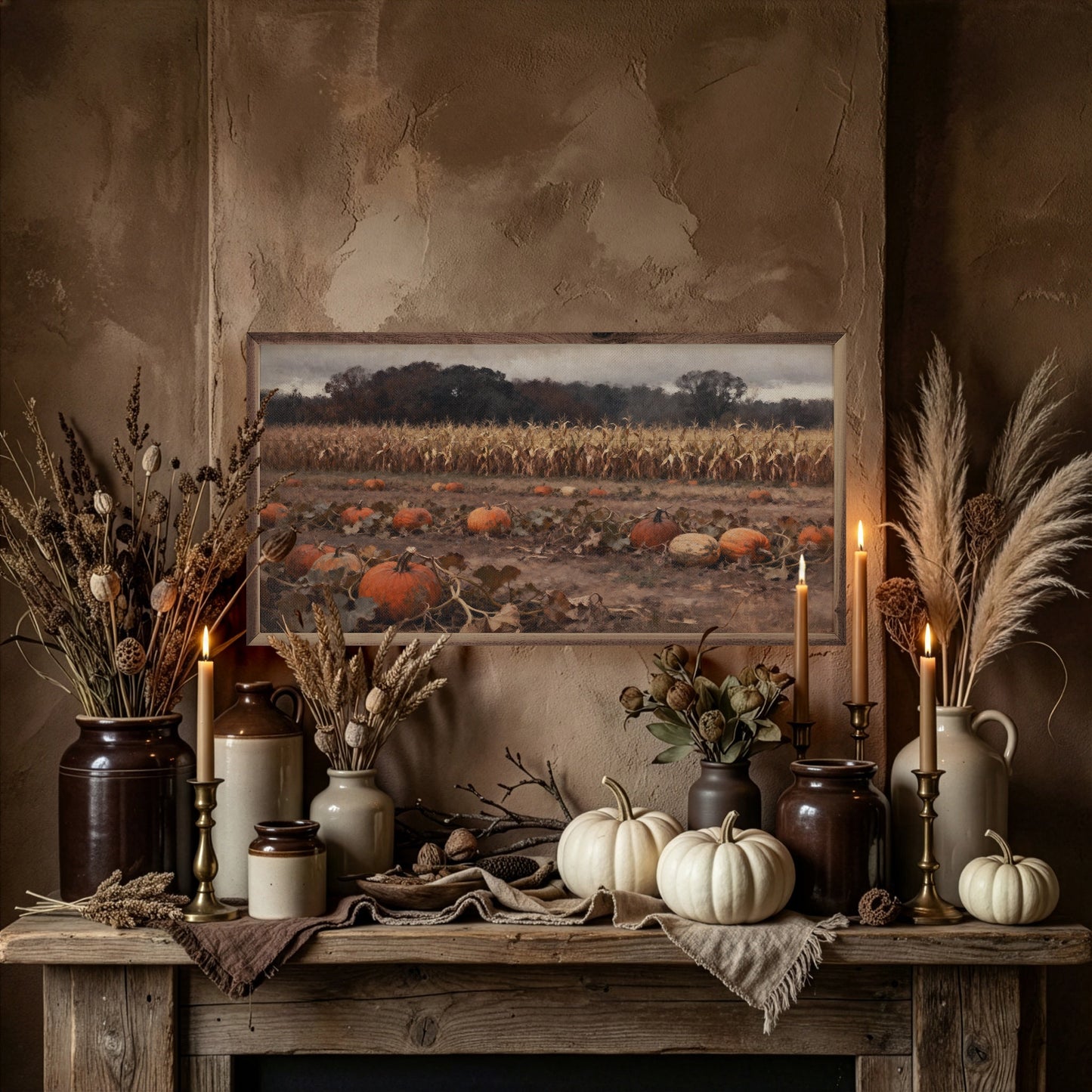 Pumpkin Patch With Corn Field