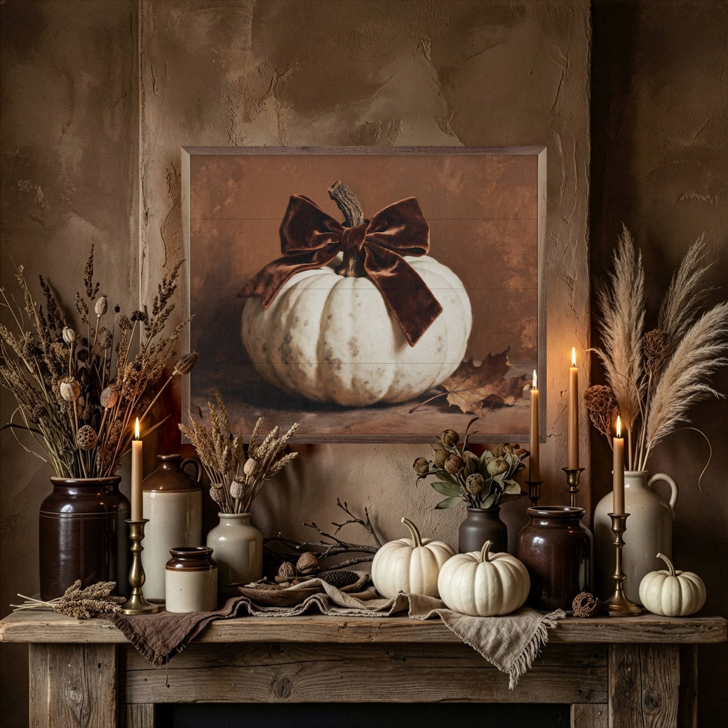 Brown Velvet Bow Pumpkin