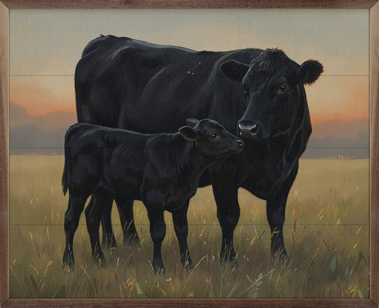 Beef Cow And Baby Standing
