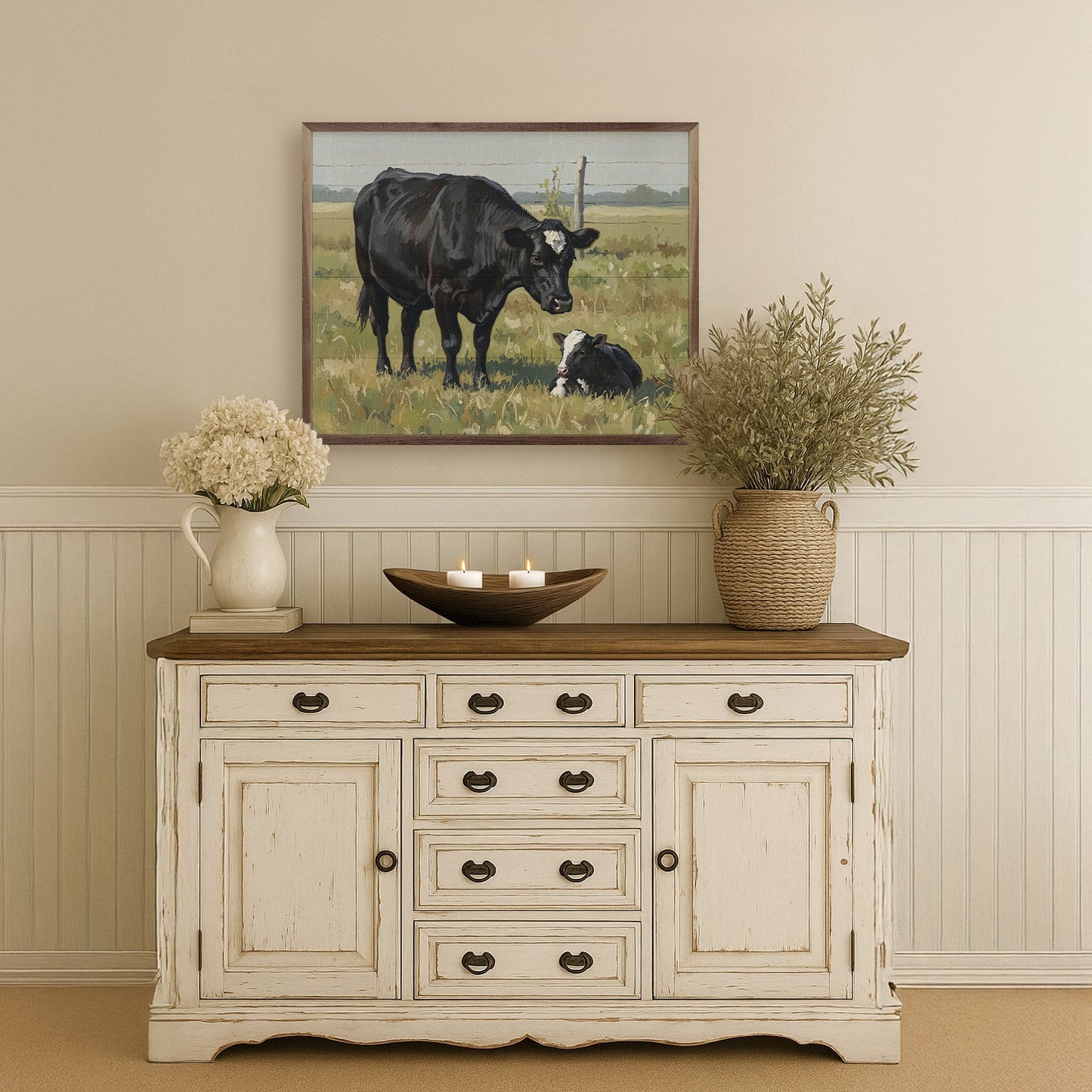 Beef Cow And Baby Laying