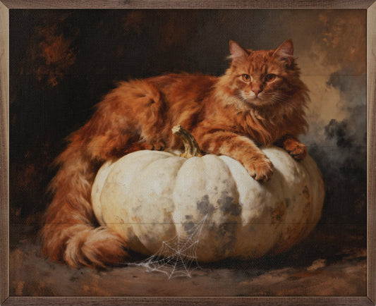 Orange Cat On Pumpkin
