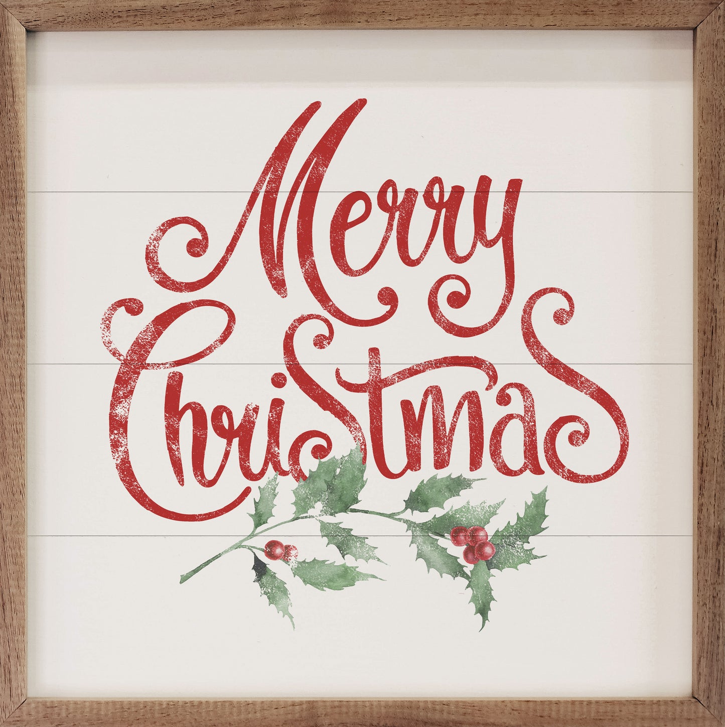 Watercolor Merry Christmas Holly White image 0