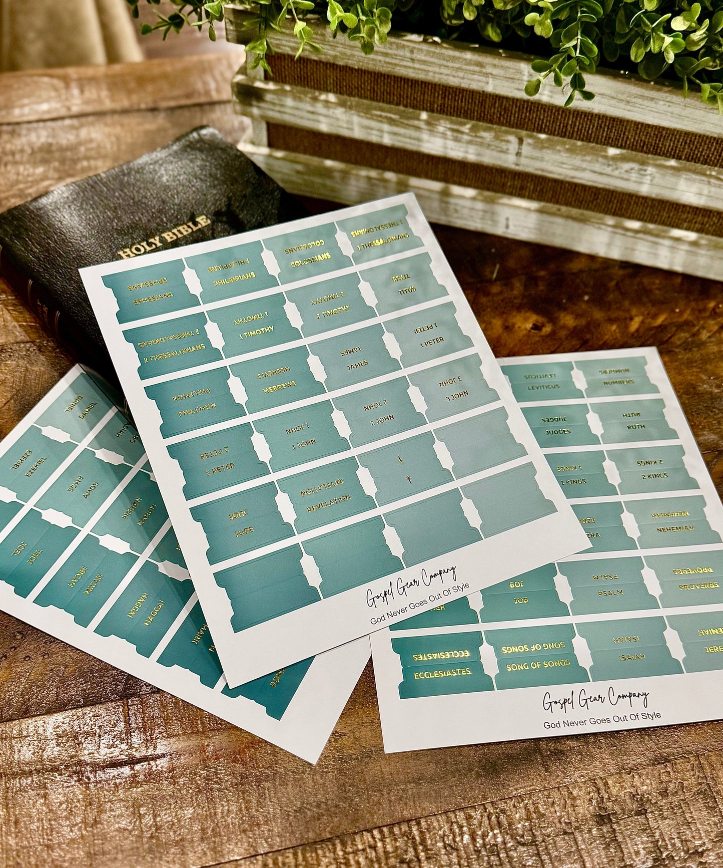 Gold Foil Sea Foam Matte Bible Tabs - Christian Bible Tabs - Christian Gift - Books Of The Bible Tabs - Bible Accessories - Bible Tabs