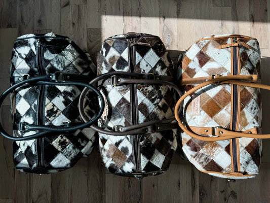 BOHO LUXE DUFFLE Weekender Leather Hair-On Cowhide Travel Bag