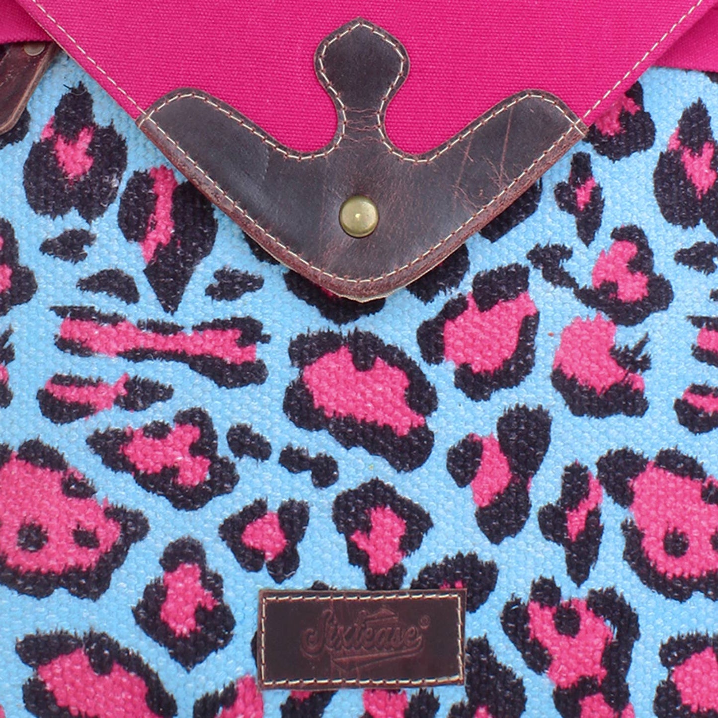 Pink Leopard Up-cycled Canvas / Genuine Leather Backpack
