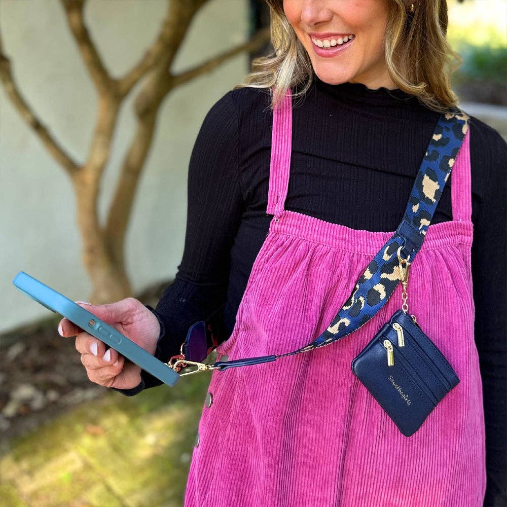 Clip & Go Strap with Pouch - Leopard Collection: Purple/Black w/RFID Pouch