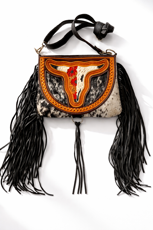 THE CAROLINE CROSSBODY Longhorn Cowhide Purse