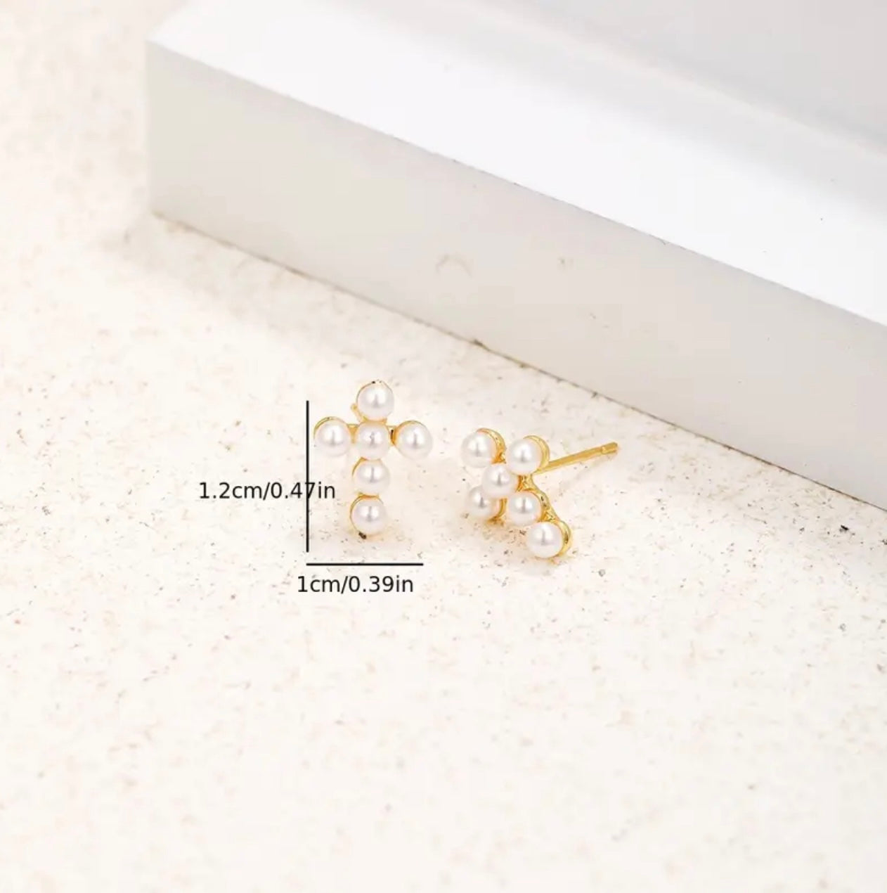 Pearl Cross Stud Earrings (A4)