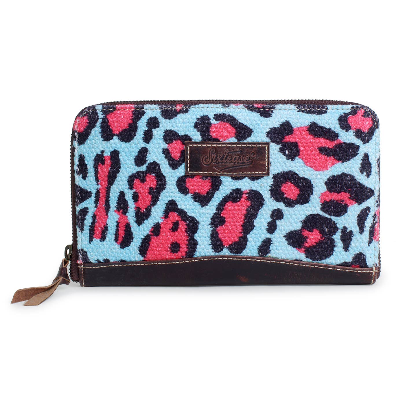 Pink Leopard Up-cycled Canvas & Genuine Leather Wallet
