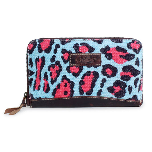 Pink Leopard Up-cycled Canvas & Genuine Leather Wallet
