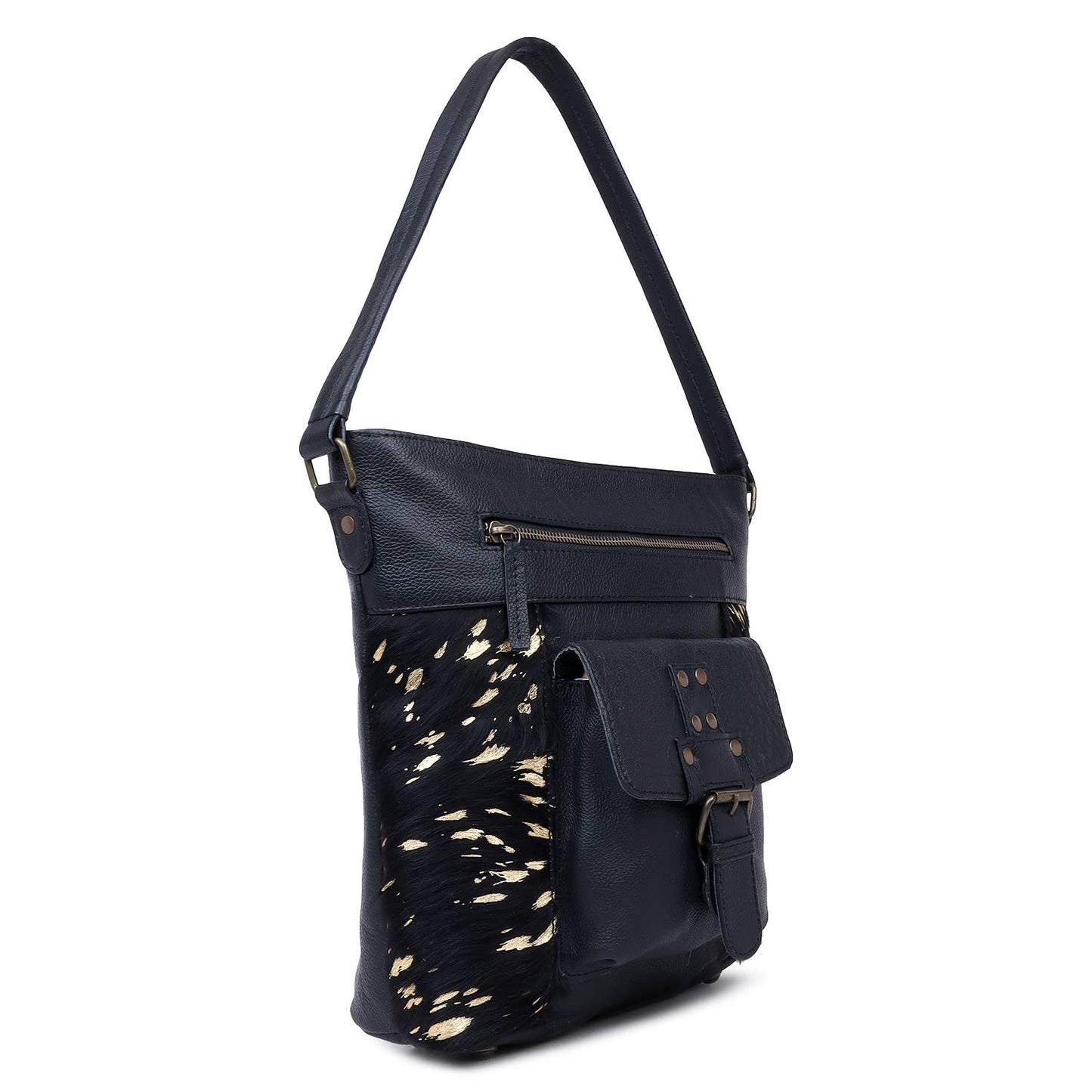 Black/Gold Leather Shoulder Bag