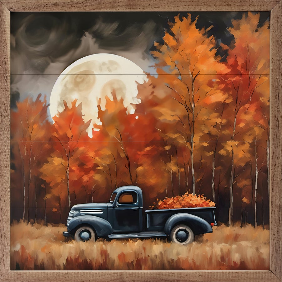 Black Truck With Fall Moon image 0