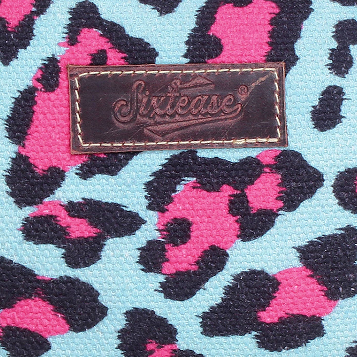 Pink Leopard Up-cycled Canvas & Genuine Leather Wristlet