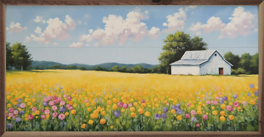 White Barn In Spring Field image 0