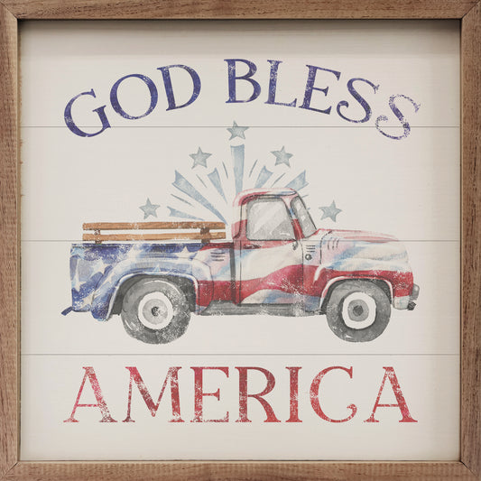 God Bless America Flag Truck White image 0