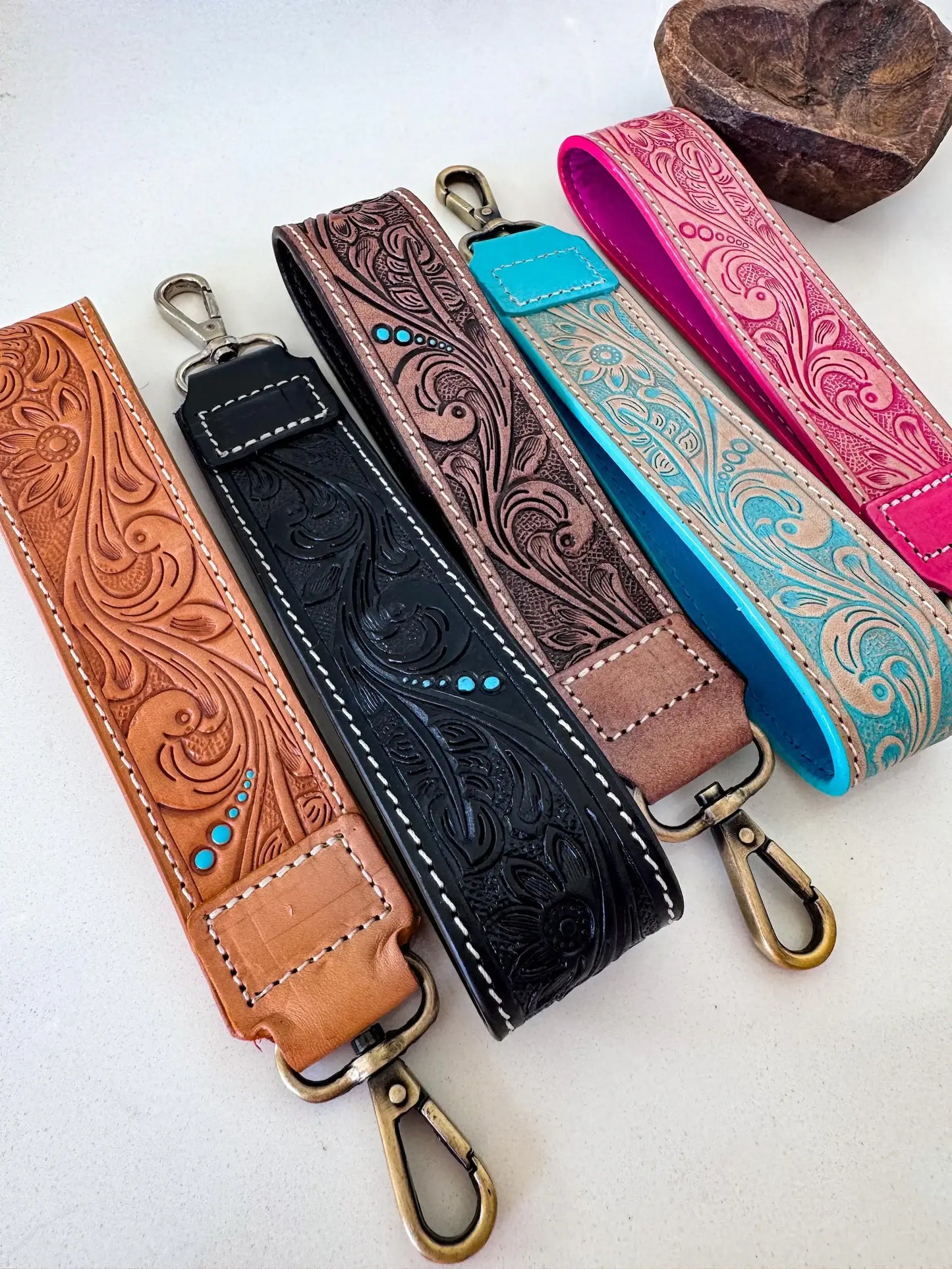 Hand Tooled Leather Keychain - Key Fob: CHUNKY