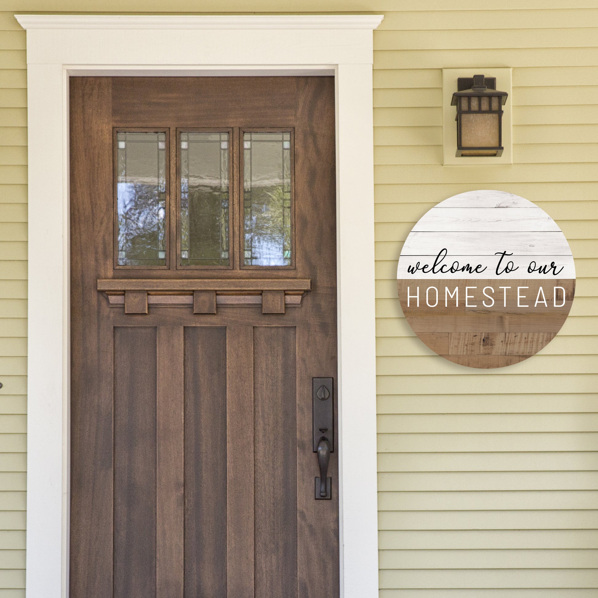 Welcome To Our Homestead Stripe Brown Circle image 1
